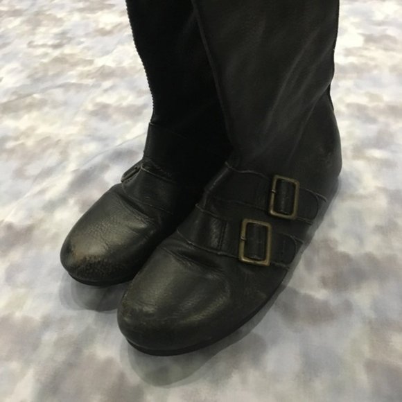 TOP SHOP distressed black leather biker boot sz 38 - Picture 2 of 8